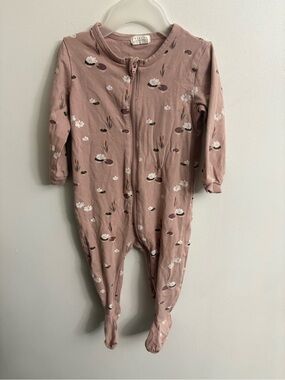 Petit Lem Mauve Floral Zip Footed Pajamas 9 months